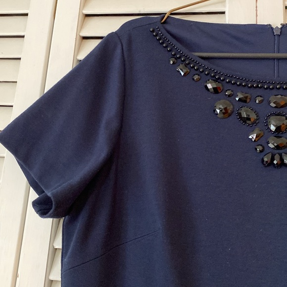 Vintage Jessica Howard navy blue dress with imbezzelment. Size 18W - Picture 4 of 11